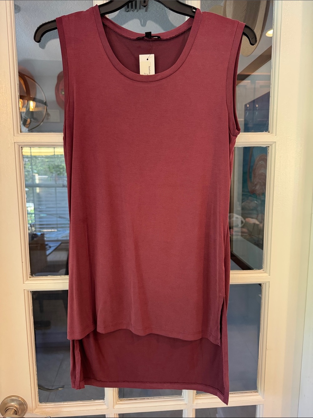DREW burgundy sleeveless high low tank top size S NWT